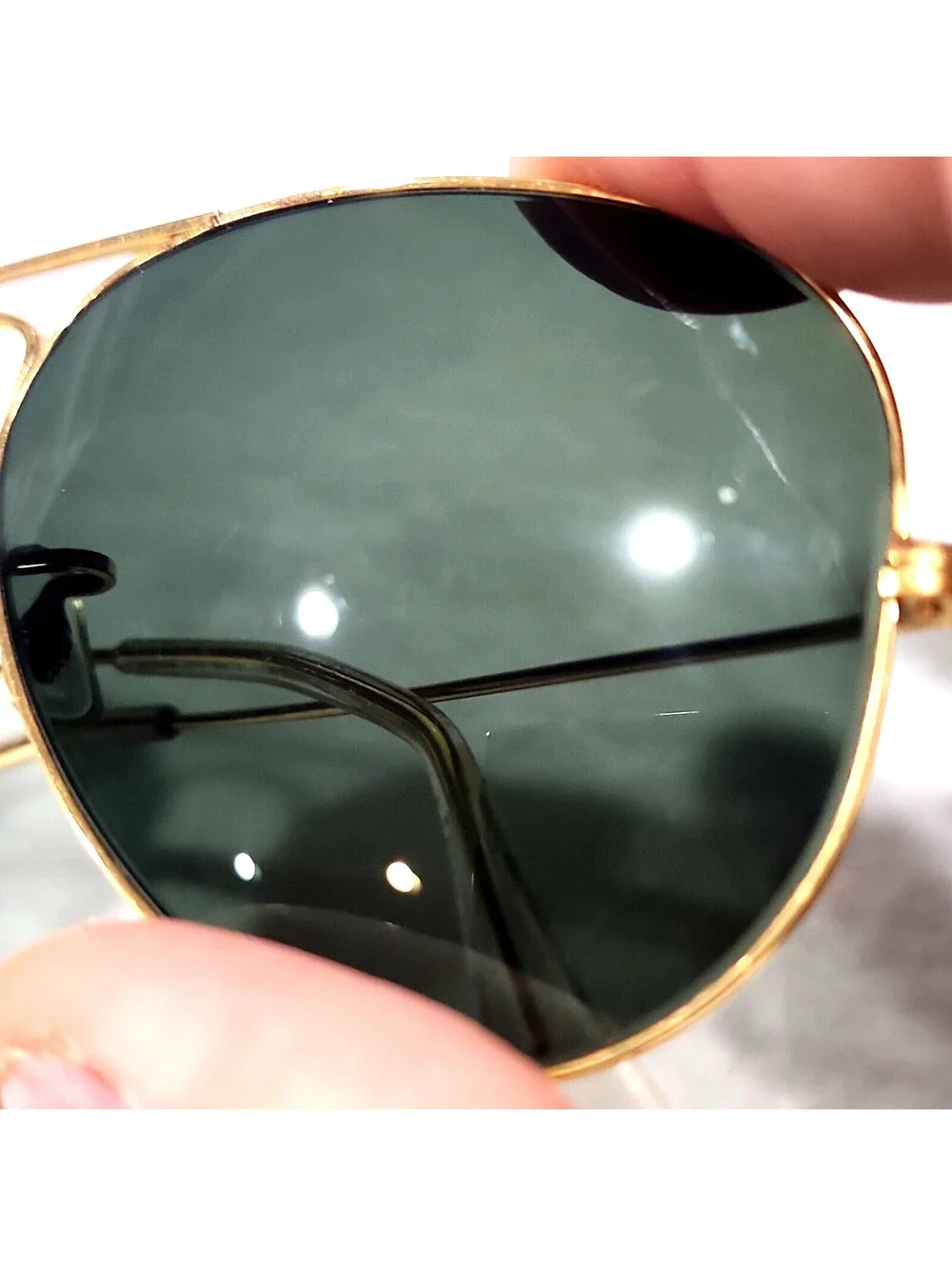 Ray Ban B&L Vintage Gold Metal Green Aviator Sunglasses 58-14 USA Exc Lenses